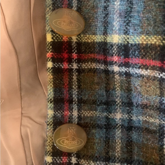 Vintage 90s VIVIENNE WESTWOOD F/W 1994 Wool Tartan Plaid Jacket Velvet Trim Orb - Picture 12 of 12